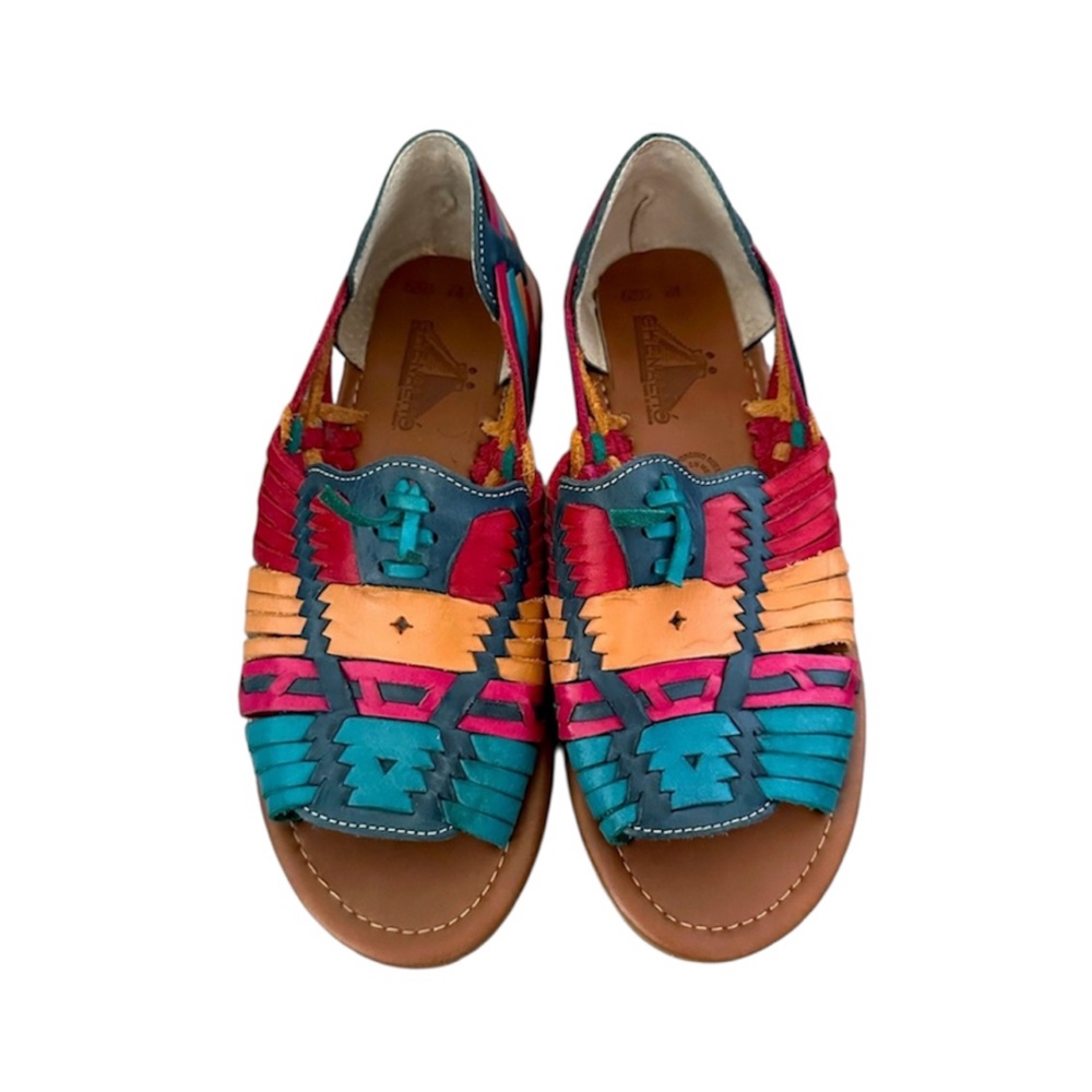 Mexican Artesanal Woman’s Handmade Woven Leather  Huaraches Sandals Shoes